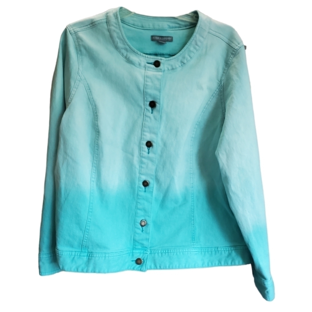 JESSICA LONDON ombre stretch jean jacket 18W